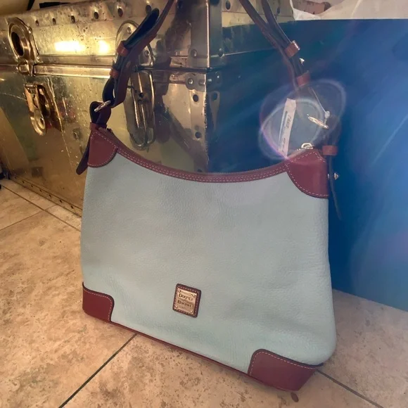 Dooney & Bourke Sky Blue and Tan Shoulder Bag - Picture 3 of 4